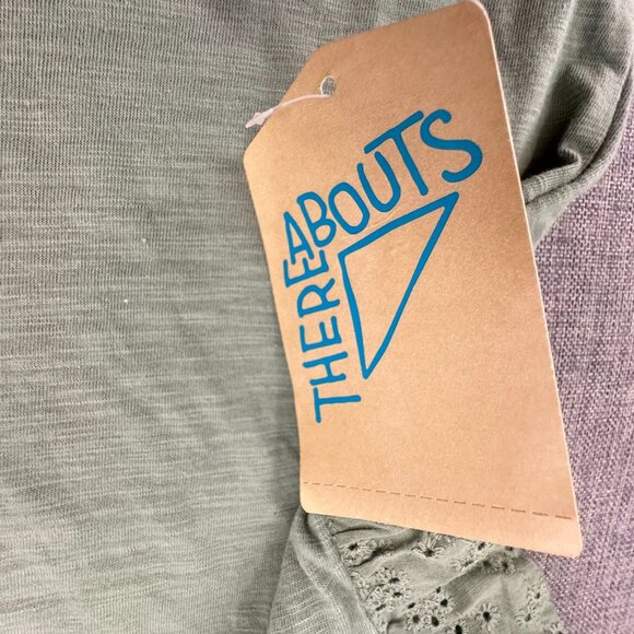 NEW! Girls Thereabouts Top Lace Ruffle Sleeves Hedge Green XS 6/6X Recycled Poly - Picture 8 of 10